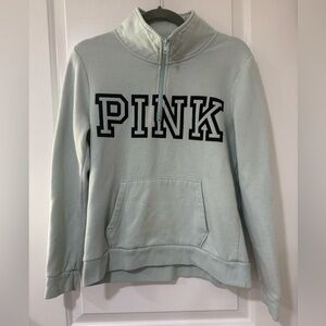PINK Victoria’s Secret Mint Half Zip Sweatshirt Pullover Size Large
